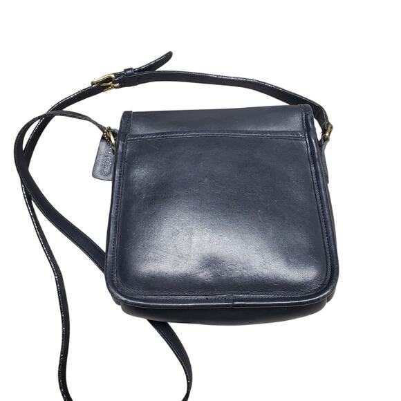 Vintage Coach Companion Flap Crossbody Bag Black Leather Creed 9076 - Picture 6 of 13